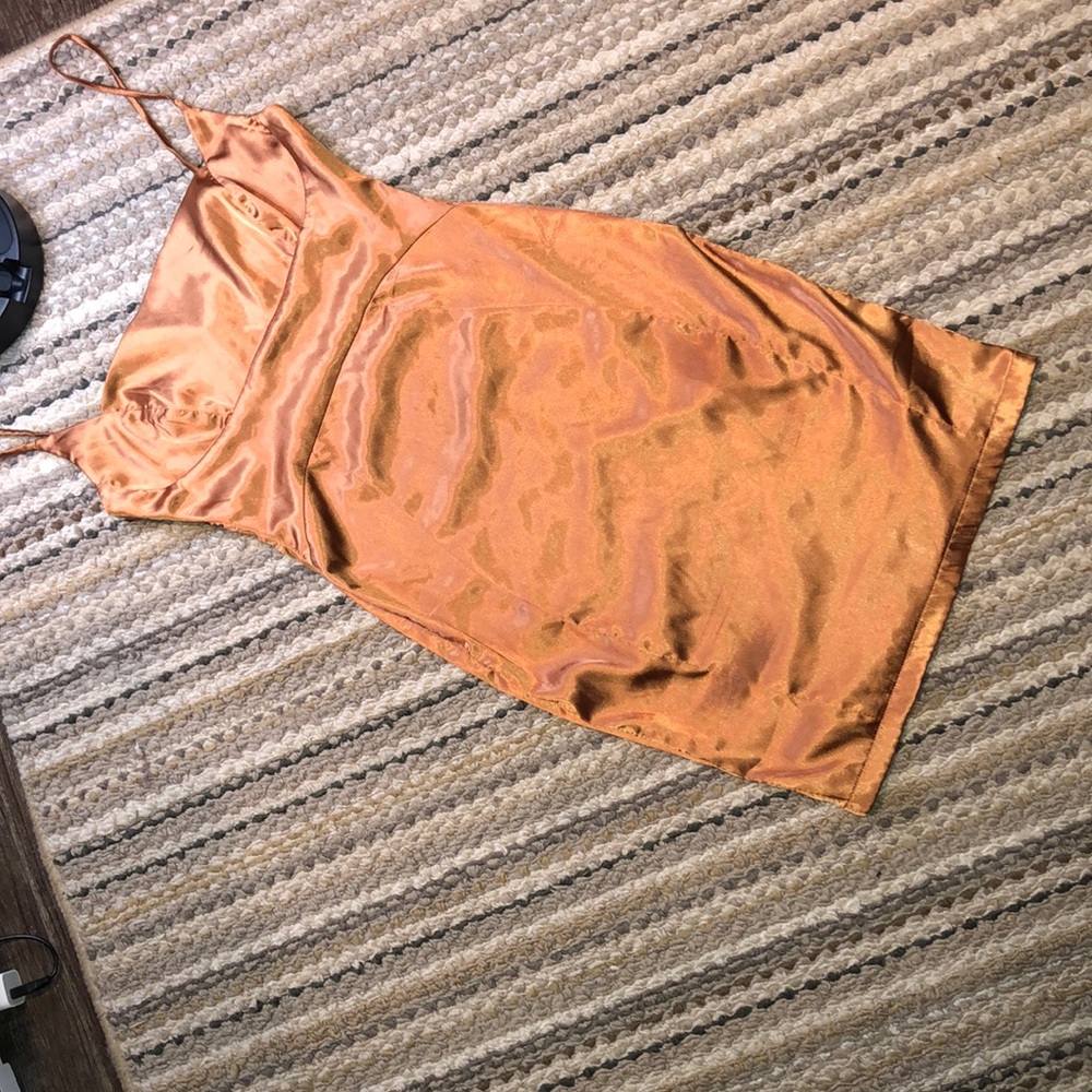Satin gold dress